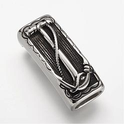 Antique Silver 304 Stainless Steel Slide Charms, Rectangle, Antique Silver, 41x17x15mm, Hole: 7x12mm