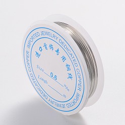 Серебро Круглая медная проволока для ювелирных изделий, без кадмия, без никеля и без свинца, серебряный цвет гальваническим, 22 датчик, 0.6 мм, около 11.48 футов (3.5 м) / рулон