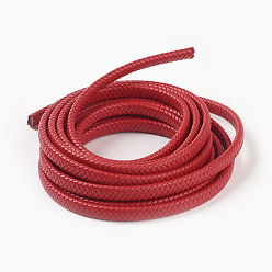 Roja Cordón de cuero trenzado, cable de la joyería de cuero, material de toma de bricolaje joyas, teñido, piso, rojo, 12x6 mm, aproximadamente 5.46 yardas (5 m) / rollo