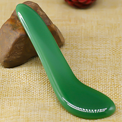 Зеленый Авантюрин Ложка гуаша из натурального зеленого авантюрина, очищающие массажные инструменты, gua sha лицевые инструменты, 111.5x28.5x6 мм