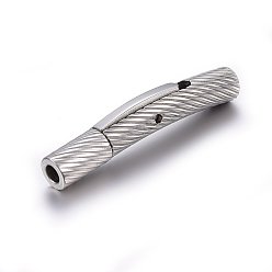Stainless Steel Color 304 Stainless Steel Bayonet Clasps, Tube, Stainless Steel Color, 26.5x4x4.5mm, Hole: 2mm