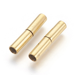 Golden Vacuum Plating 304 Stainless Steel Bayonet Clasps, Long-Lasting Plated, Column, Golden, 18~20x4mm, Hole: 3mm