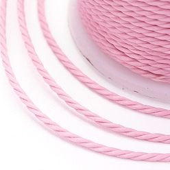 Pink Cordon rond en polyester ciré, cordon ciré taiwan, cordon torsadé, rose, 1mm, environ 12.02 yards (11m)/rouleau
