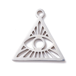 Stainless Steel Color 201 Stainless Steel Pendants,  Triangular, Stainless Steel Color, 15x14.5x0.5mm, Hole: 1.5mm