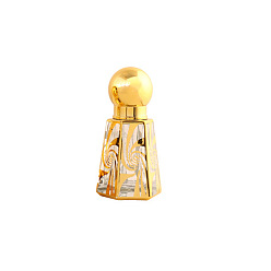 Trapezoid Botellas de bola de rodillo de vidrio, botella de perfume de aceite esencial vacía de estilo árabe, botella recargable, patrón aleatorio, trapezoide, 69.5x36x32 mm