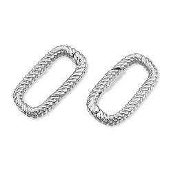 Real Platinum Plated Brass Spring Gate Rings, Cadmium Free & Nickel Free & Lead Free, Twisted Oval, Real Platinum Plated, 18x9x2.5mm