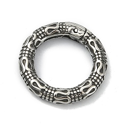 Античное Серебро Тибетский стиль 316 пружинные кольца из хирургической нержавеющей стали, круглое кольцо со змеиной текстурой, античное серебро, 22x3.3 мм