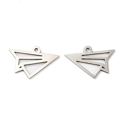Stainless Steel Color 201 Stainless Steel Pendants, Paper Plane Charm, Stainless Steel Color, 12.5x19x1mm, Hole: 1.2mm