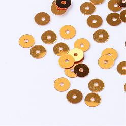 Goldenrod Ornament Accessories Plastic Paillette Beads, Sequins Beads, Disc, Goldenrod, 5x0.2mm, Hole: 1mm, about 40000pcs/500g