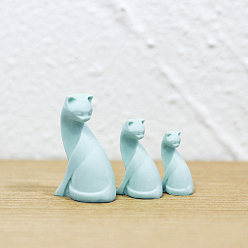 Бледно-бирюзовый 3 размеры миниатюрных украшений в виде кошек из смолы, для украшения стола гостиной дома и сада, бледные бирюзовая, 14~23x9~14x5~9 мм, 3 шт / комплект
