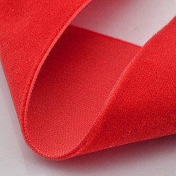 Red Polyester Velvet Ribbon for Gift Packing and Festival Decoration, Red, 3/8 inch(10mm), about 50yards/roll(45.72m/roll)