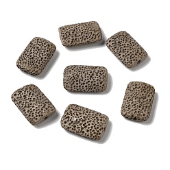 Tan Resin Imitation Lava Rock Beads, Rectangle, Tan, 28~30x19.5~20.5x7~7.5mm, Hole: 2.8mm