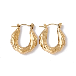 Golden Ion Plating(IP) 304 Stainless Steel Thick Hoop Earrings for Women, Golden, 23x18.5x4mm, Pin: 0.6mm