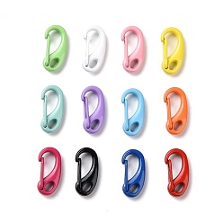 Mixed Color Spray Painted Alloy Push Gate Snap Keychain Clasp Findings, Mixed Color, 25x12x7mm, Hole: 5.5x3.5mm, inner diameter: 13x5.5mm