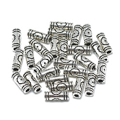 Antique Silver Thailand 925 Sterling Silver Tube Beads, Antique Silver, 10x3.5mm, Hole: 1.6mm