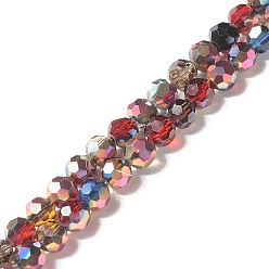 FireBrick Transparent Electroplated Glass Beads Strands, Multi-color Plated, Faceted(32 Facets), Round, FireBrick, 6x5.5mm, Hole: 1.2mm, about 94pcs/strand, 19.88 inch(50.5cm)