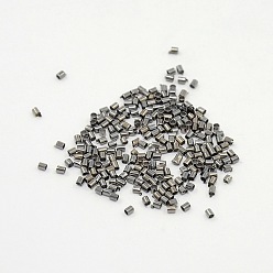 Bronze Perles à écraser en laiton , sans cadmium et sans plomb, Tube, gris anthracite, 1.5x1.5mm, Trou: 1mm