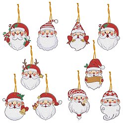 Santa Claus Рождественская тема diy алмазная картина брелок комплект, включая акриловую доску, брелок застежка, цепочка из бисера, сумка со стразами из смолы, алмазная липкая ручка, поднос тарелка и клей глина, Дед Мороз, 75~95x45~60 мм, 10 шт / комплект