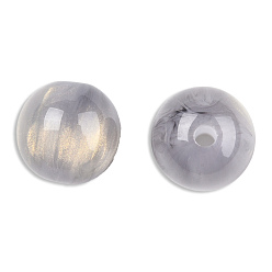Silver Resin Beads, Imitation Cat Eye, Round, Silver, 12mm, Hole: 1.6~1.8mm