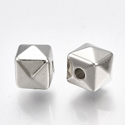 Platinum CCB Plastic Beads, Polyhedron, Platinum, 8x8x6.5mm, Hole: 1.8mm