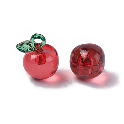 Red Transparent Korea Acrylic Pendants, Apple, Red, 19.8x15.5x14mm, Hole: 3mm