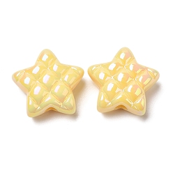 Champagne Yellow Opaque Acrylic Beads, AB Color Plated, Star, Champagne Yellow, 19.5x19.5x9mm, Hole: 3.5mm