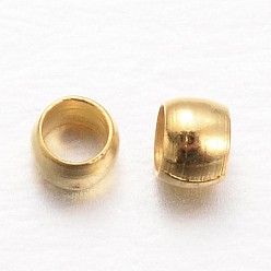 Золотой Rondelle латунь обжимной бисер, золотые, 2x1 мм, Отверстие : 1 мм , около 10000 шт / 100 г