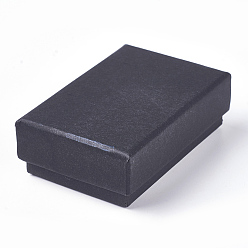 Черный Красно-бумажные картонные шкатулки для драгоценностей, кольцевая коробка, прямоугольные, чёрные, 8.7x5.5x2.8 см