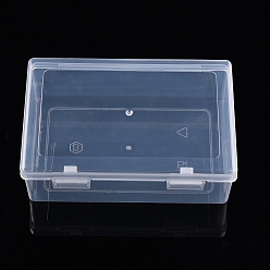 Прозрачный Прямоугольные пластиковые ящики-органайзеры для хранения с откидной крышкой, футляр для мелочей, хранение ювелирных изделий, прозрачные, 17x11x6 см