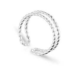 Plata 925 anillos de puño de plata esterlina vintage, anillos abiertos, bandas dobles retorcidos, plata, 16 mm