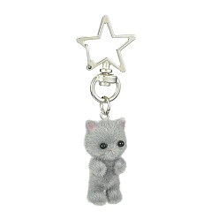 Серый Кулон в форме кота из хлопковой смолы, с поворотными застежками из звездчатого сплава, серые, 72 мм