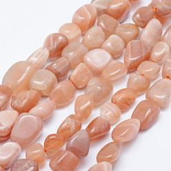 Sunstone Natural Sunstone Beads Strands, Tumbled Stone, Nuggets, 7x6mm, Hole: 1mm, 15.7 inch~15.9 inch(40~40.5cm)