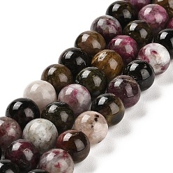 Tourmaline Natural Tourmaline Beads Strands, Round, 9.8~10.8mm, Hole: 0.8mm, about 37~40pcs/strand, 15.08~40''(38.3~40cm)