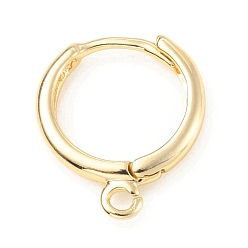 Light Gold Brass Huggie Hoop Earring Finding, Round, Light Gold, 12 Gauge, 16x13.5x2mm, Hole: 1.5mm, Pin: 0.8mm