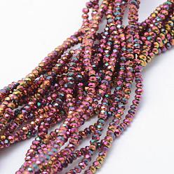 Multi-color Plated Electroplate Glass Beads Strands, Full Plated, Faceted, Rondelle, Multi-color Plated, 2.5x1.5mm, Hole: 0.5mm, about 197~201pcs/strand, 12.9 inch(33cm)