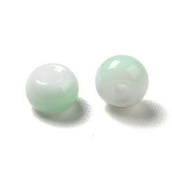 Verde Claro 6/0 opacos granos de la semilla de cristal, agujero redondo, Rondana plana, verde claro, 4~4.5x3~4 mm, agujero: 0.8~1.5 mm