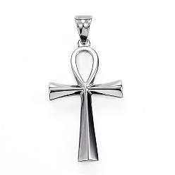 Stainless Steel Color 304 Stainless Steel Pendants, Ankh Cross, Stainless Steel Color, 44.5x25x2.5mm, Hole: 5x8.5mm