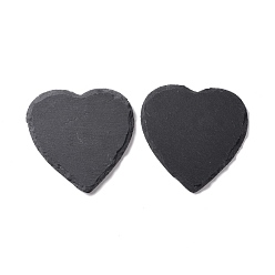 Black Stone Natural Black Stone Cup Mat, Rough Edge Coaster, with Sponge Pad, Heart, 105~106x103~103.5x7.5~8mm