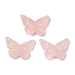 Cuarzo Rosa Natural aumentó colgante cuarzo, dijes de mariposa con calavera grabada, 25.5~26x37x7~9 mm, agujero: 1.5~1.6 mm