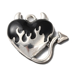 Corazón Colgantes de la aleación del esmalte, plata antigua, corazón, 24x26.5x4.5 mm, agujero: 2 mm