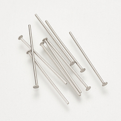 Stainless Steel Color 304 Stainless Steel Flat Head Pins, Stainless Steel Color, 20x0.7mm, head: 1.5mm