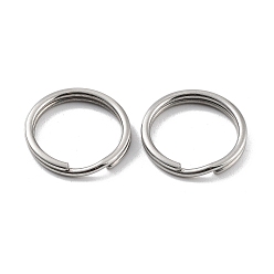 Stainless Steel Color 304 Stainless Steel Split Key Rings, Keychain Clasp Findings, 2-Loop Round Ring, Stainless Steel Color, 15x2mm, Single Wire: 1mm