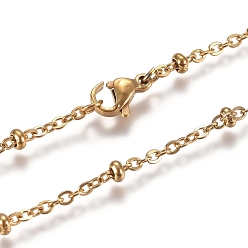 Oro 304 cadenas de cable de acero inoxidable / cadenas de satélite collares, con cuentas rondelle y broches pinza de langosta, dorado, 17.91 pulgada (45.5 cm), 2 mm