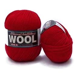 FireBrick Polyester & Wool Yarn for Sweater Hat, 4-Strands Wool Threads for Knitting Crochet Supplies, FireBrick, about 100g/roll
