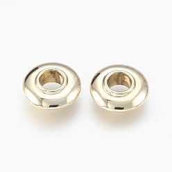 Light Gold Alloy Beads, Long-Lasting Plated, Large Hole Beads, Cadmium Free & Nickel Free & Lead Free, Donut, Light Gold, 14x5mm, Hole: 5mm