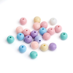 Mixed Color Opaque Acrylic Beads, Round, Mixed Color, 10mm, Hole: 2mm, about 1820pcs/1000g