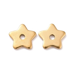 Golden Ion Plating(IP) 304 Stainless Steel Beads, Star, Golden, 8x8x1mm, Hole: 1.5mm