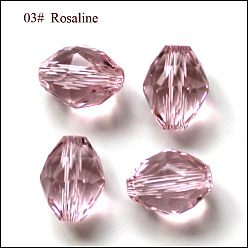 Pink Imitations de perles de cristal autrichien, grade de aaa, facette, ovale, rose, 8x6mm, Trou: 0.7~0.9mm