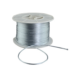 Gris Clair Fil de nylon ronde, corde de satin de rattail, pour création de noeud chinois, gris clair, 1mm, 100 yards / rouleau