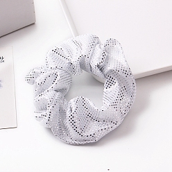 Silver Polka Dot Pattern Cloth Elastic Hair Ties Scrunchie/Scrunchy Hair Ties for Girls or Women, Silver, 40mm